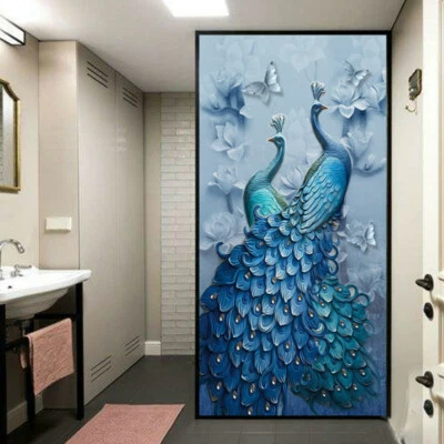 3D Pfau Static Cling Fensterfolie Kunst Mattierte Opake Glasaufkleber Wohnkultur - Bild 1 von 4