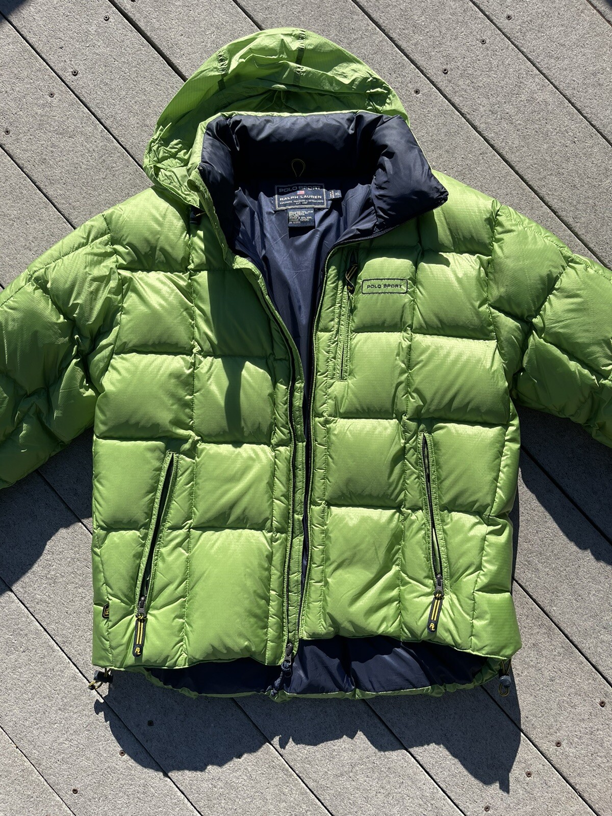 lime green puffer jacket