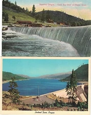 6 Different Dams in Oregon as Shown on 6 Vintage, Unused (5) Postcards ~