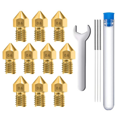 10 Extruder für 3D-Druckerdüsen 0.6 mm Messing MK8 für Creality Baureihe Ender