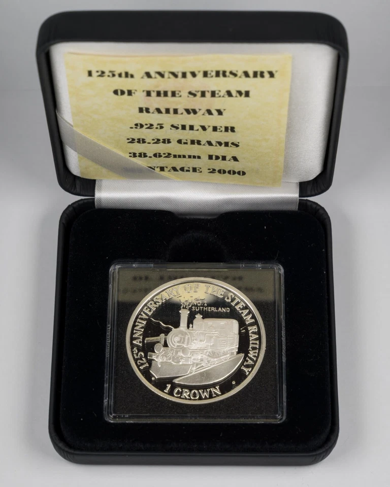 1998 Isle of Man Anniv. of Steam Railway No.1 Sutherland crown silver proof - Image 3 of 4