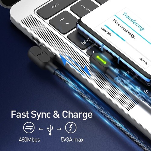 MCDODO 90° USB Type C USB C Fast Charger Cable Data Cord For Samsung Huawei OPPO - Picture 7 of 11