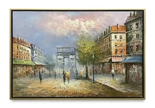 Hungryartist -Original Oil Painting of Paris View  on Canvas 24x36 Framed