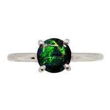 Natural Faceted Chalama Black Opal 925 Silver Ring Jewelry s.7 ALLR-30915