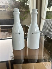 Over and Back Porcelain Oil & Vinegar Bottles Set, Pan e Olio Pattern, 6” Tall