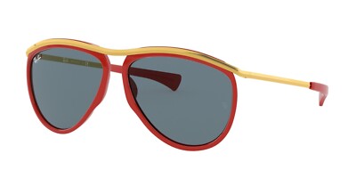 NEW RAY BAN RB 2219 OLYMPIAN AVIATOR 1243/R5 POLISHED RED-GOLD/BLACK SUNG. 59MM