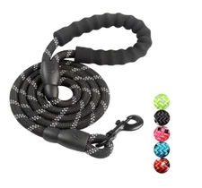 5 FT Dog Rope Leash –Reflective Nylon Lead with Padded Handle for Puppy Training