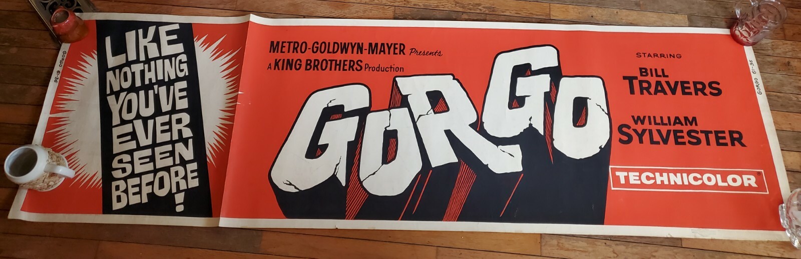 1961 "GORGO" Monster Horror MOVIE THEATER 7 FOOT LOBBY BANNER DISPLAY POSTER