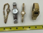 Lot of 4 Vintage Women's Watches Two Gold Bulova, Silver Casio, and Gold Timex