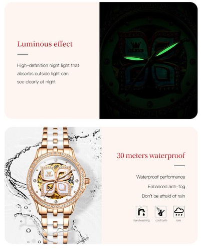 Orologio OLEVS Impermeabile Cavo Set Diamanti Orologi da polso Meccanici Donna - Foto 12 di 16