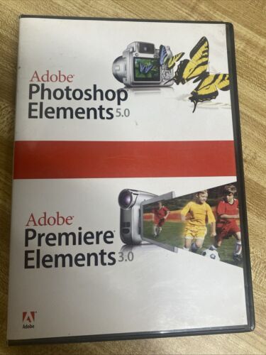 Adobe Photoshop Elements 5.0 Premiere Elements 3.0 PC Software w/ Serial Numbers