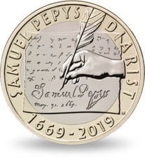 2019 Samuel Pepys £2 Rare Two Pound Coin