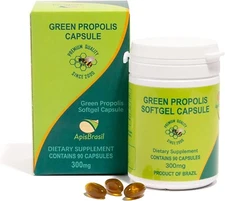 ApisBrasil - Brazilian Green Bee Propolis Capsule - 900mg/ Daily Per 3 Softgels