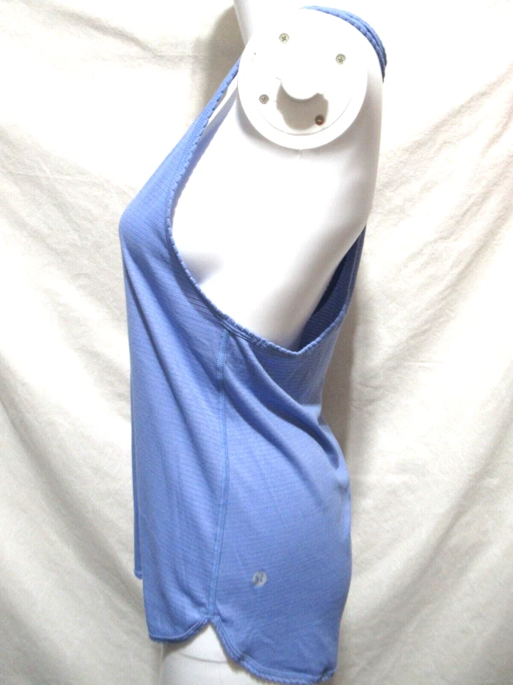 Camiseta sin mangas Lululemon talla 6 púrpura con rayas grises calce relajado espalda de corredor Foto 2 de 4