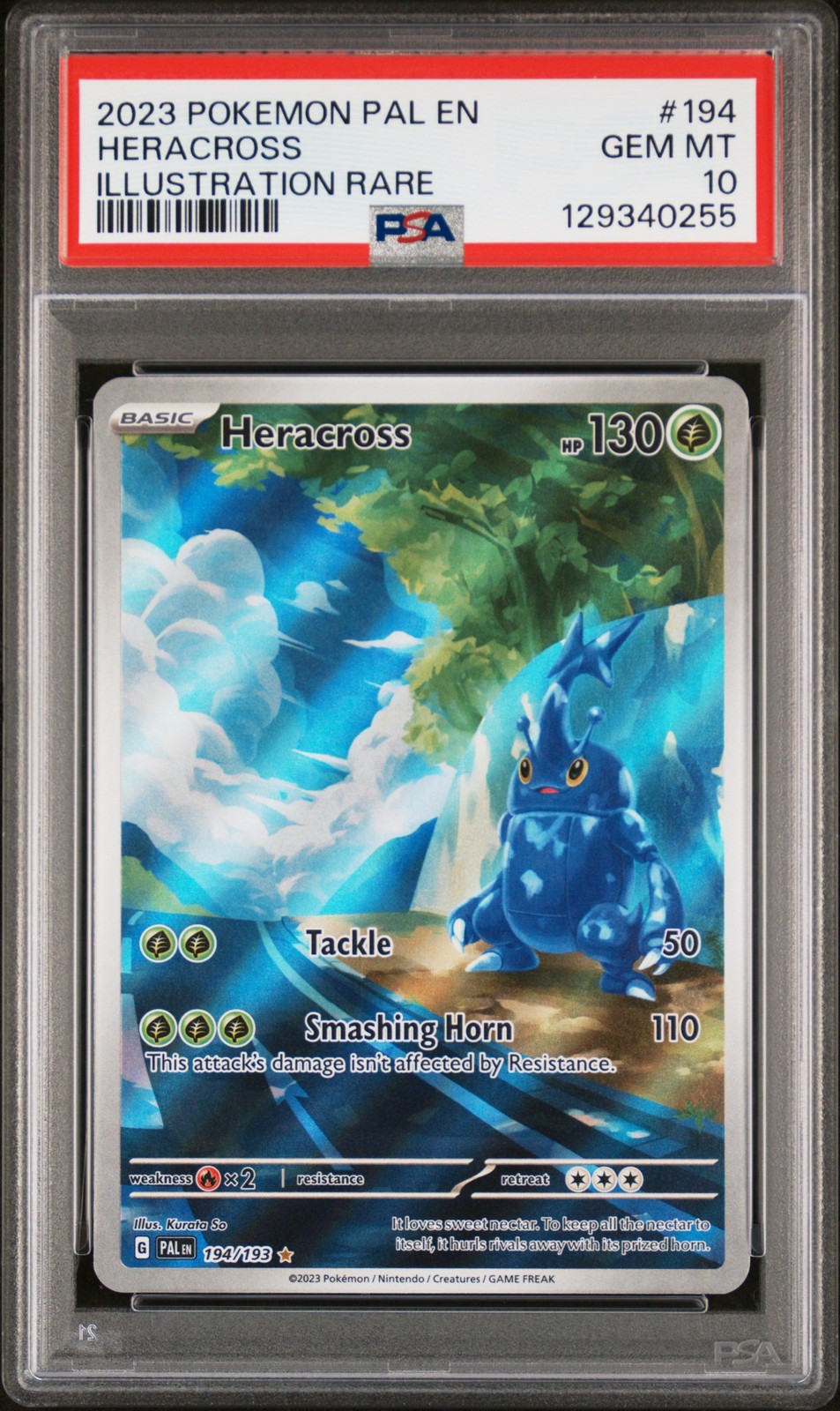 2023 POKEMON PAL EN-PALDEA EVOLVED ILLUSTRATION RARE #194 HERACROSS PSA 10