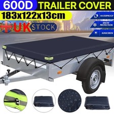 600D Heavy Duty Waterproof 6 Ft X 4 Ft Trailer Cover Black 183x122x13cm UK