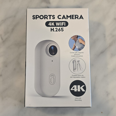 Sports Camera 4K Wi-Fi H.265 Action Camera, 1x Optical Zoom, White