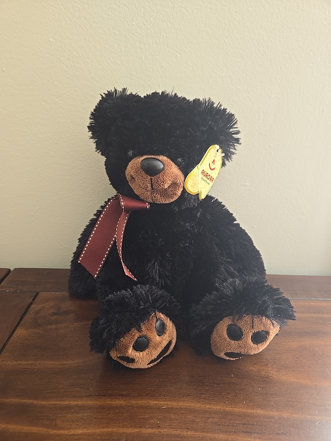AURORA World 12 Inch Benjamin Bow Black Bear Super Soft Plush Stuffed Animal