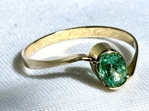 Größe 7,5 echter kolumbianischer Smaragd Ring, 14K Gold, 0,6 Karat Muzo Smaragde, - Bild 6 von 9