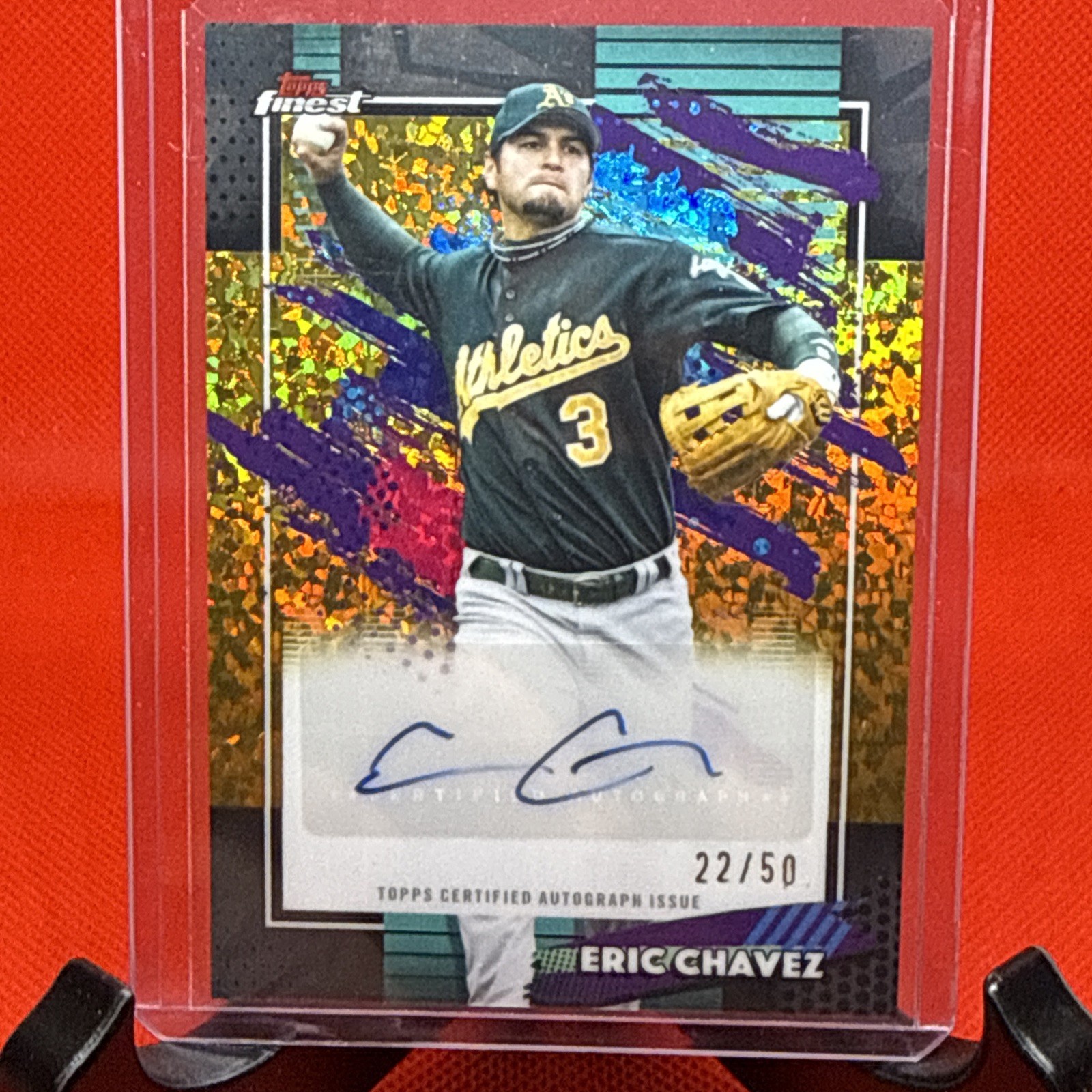 2026 Topps Finest Baseball Eric Chavez -/50 Gold Mini Diamonds Auto Short Print!