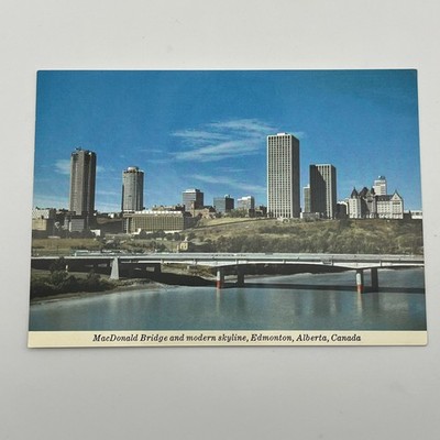 MacDonalD Bridge Edmonton Alberta Canada 1970s Skyline Majestic Postcard