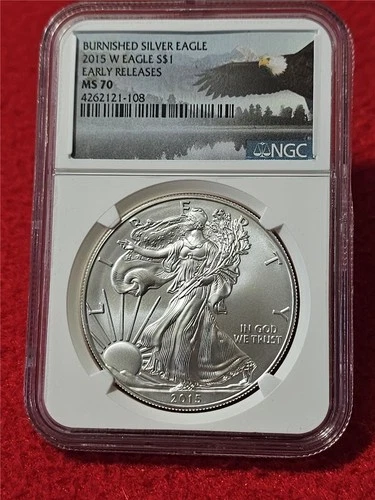 2015-W  Silver Eagle Dollar ASE NGC MS 70 EARLY RELEASES BURNISHED        #T1283