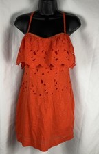Free People Women’s Dress Size4 Orange Applique Cutout Mini Sundress Summer Boho
