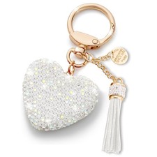 Sparkly Rhinestone Keychain for Women, Heart Shape Rhinestone Glitter Key Cha...