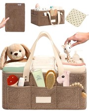 Baby Diaper Caddy Organizer with Portable Changing Mat and Heart Burp Cloth -...