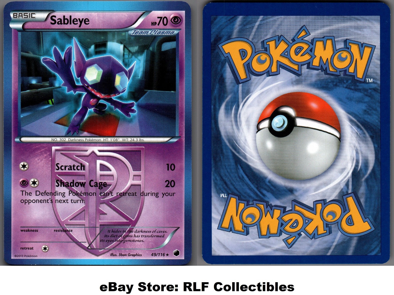 2013 Pokemon, B&W Plasma Freeze, #49/116 Sableye, Rare