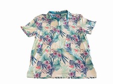 IZOD Golf Stretch Hawaiian Floral Polo Large Palm Tree Leaves Spandex Blend