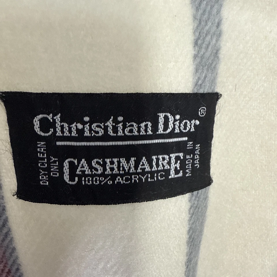 VTG Christian Dior Scarf 11x48 Made in Japan Stripe Acrylic Cashmere Feel Retro - Image 3 of 4