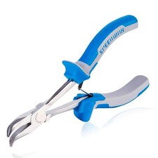 SPEEDWOX Long Reach Bent Nose Pliers 6 Inches 45 Degree Curved 6 Inch, Blue
