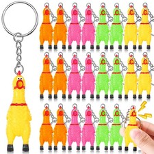 Shappy Mini 2.4" Squeaky Screaming Chicken Keychain Small Rubber Squeeze Chic...