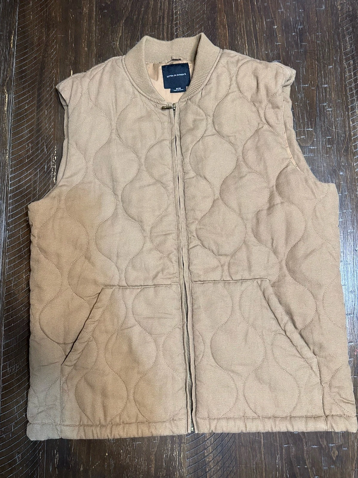 Cotton On Mens Tan Warm Cold Weather Workwear Outerwear Vest Medium
