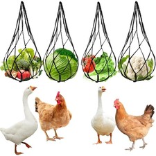 Reusable Chicken Vegetable Hanging Feeder String Bag Poultry Fruit Treat