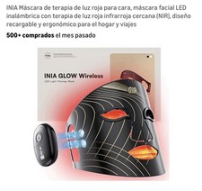 INIA GLOW Wireless LED Light Therapy Mask Red/NIR for Face, Black Rechargeable