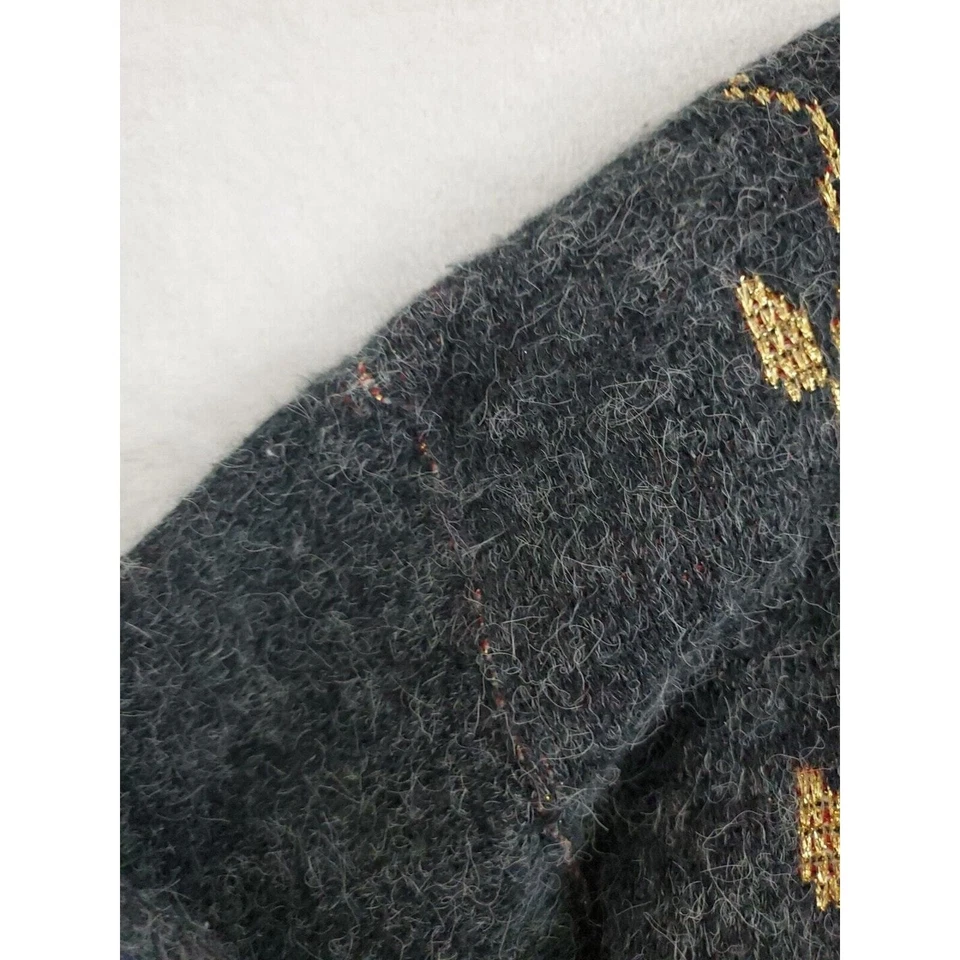 Suéter de Navidad grande vintage Bramble Lane para mujer suéter gris pulóver hombreras Foto 4 de 4