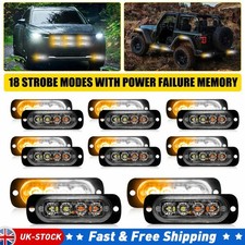 16x White Amber LED Strobe Light Bar Dual Color Grill Flashing Recovery 12V 24V