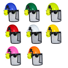 Safety Helmet Hard Hat Lime Ear MUFF and Mesh Face Shield JORESTECH