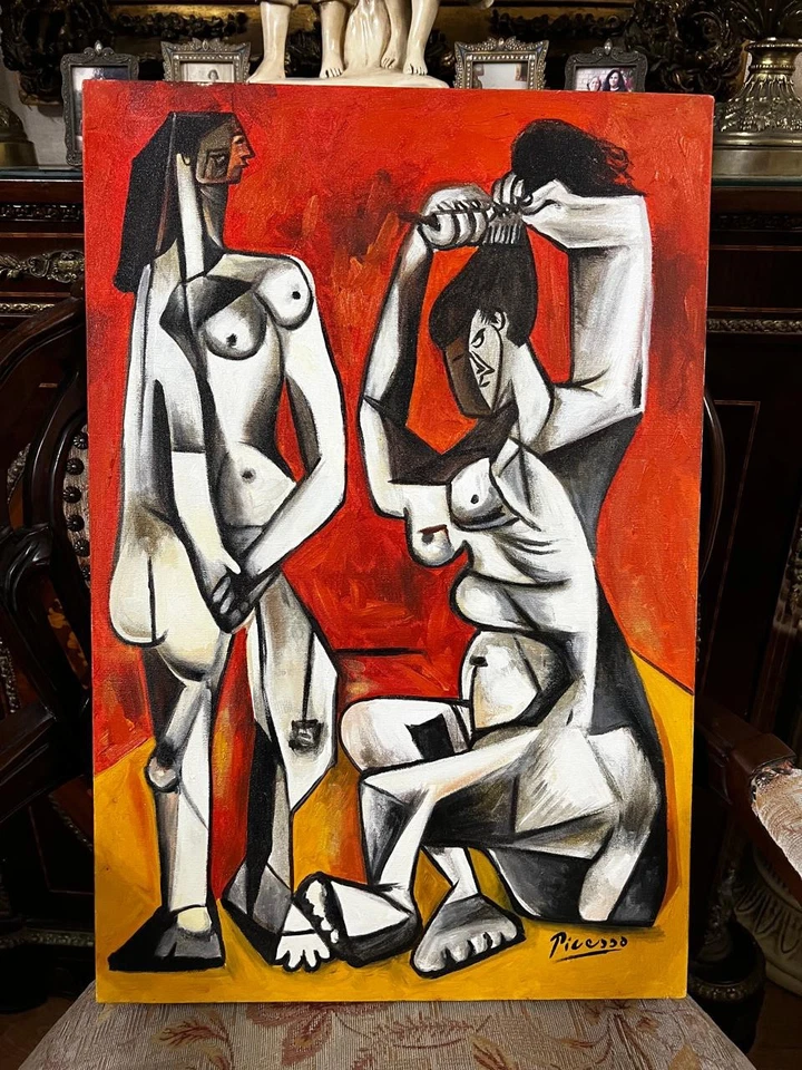 PABLO PICASSO — удивительная картина маслом — холст ручной работы — с подписью — с этикетками - Изображение 2 из 4