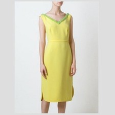 Tory Burch Yellow Portia Beaded V-Neck Sleeveless Sheath Dress NWT Sz 4