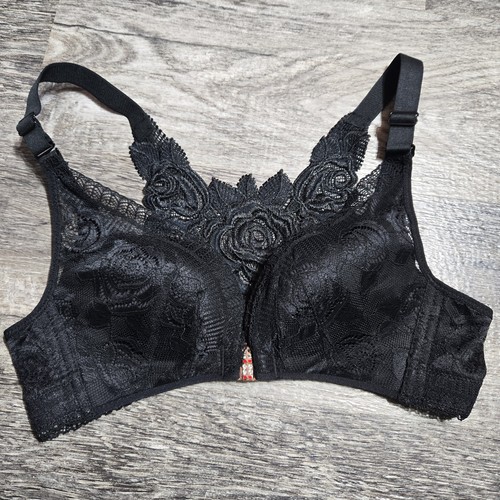NUOVO reggiseno rosa floreale segreti comfort 36B sollevamento reggiseno push up nero chiusura frontale - Foto 7 di 7