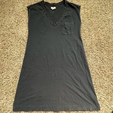 UpWest Charcoal Clean Cotton Tshirt Dress V Neck and Cap Sleeves