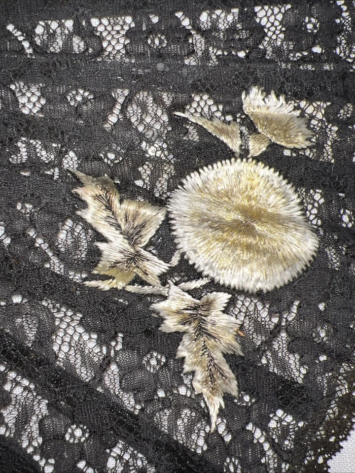 Black Lace Hand Fan with Wooden Handle and Tassel - Image 2 of 4