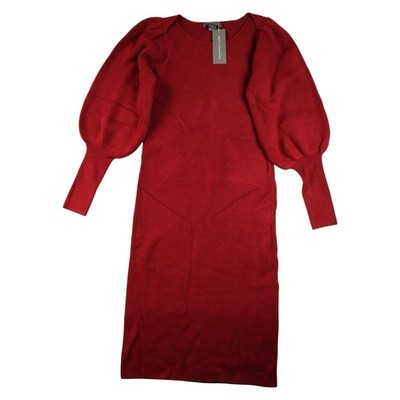French Connection Midi Dress Womens XL Red Babysoft Rib Sweater Knit $148 NEW