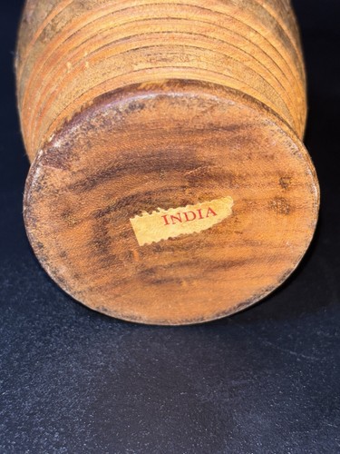 Vintage Hand-Carved Indian Rosewood Jar – Floral Herb/Tea Container - Picture 5 of 9