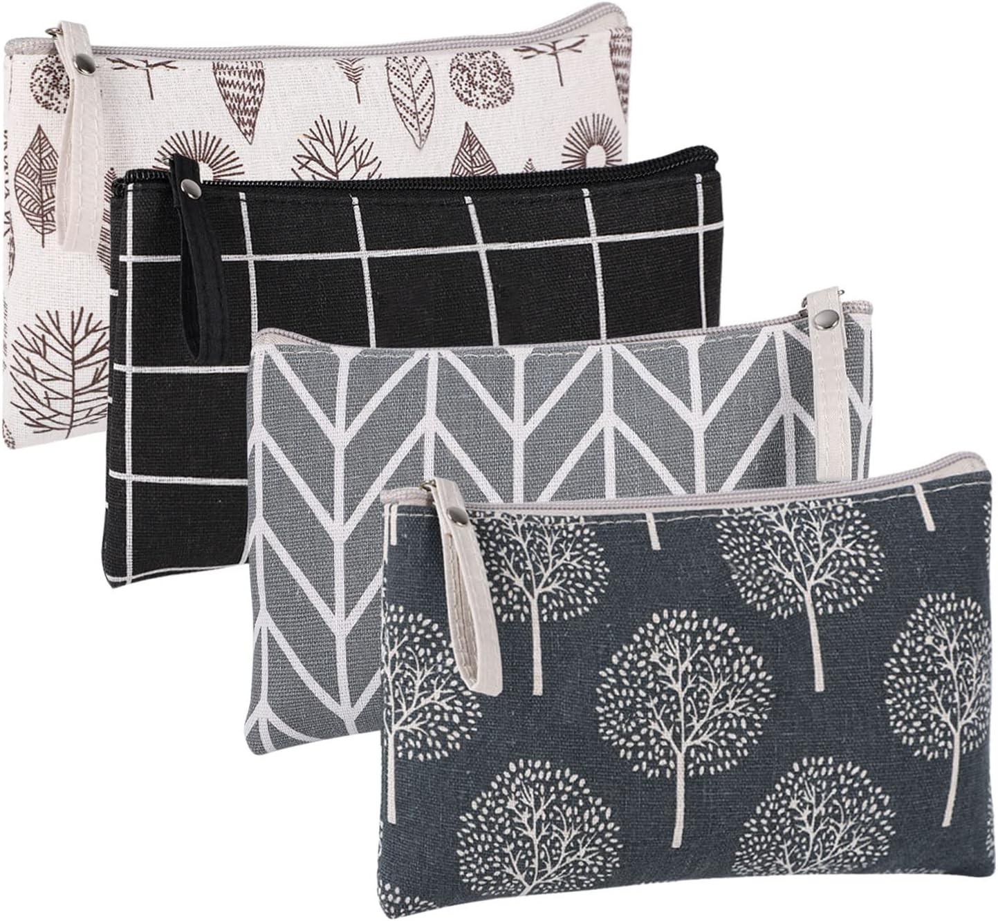 4 Pcs Canvas Cosmetic Bag Makeup Pouch Zipper Travel Toiletry Bag Set