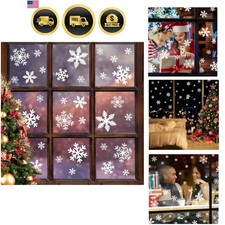 135Pcs Christmas Window Clings Snowflakes Window Decals Static Window Sticker...