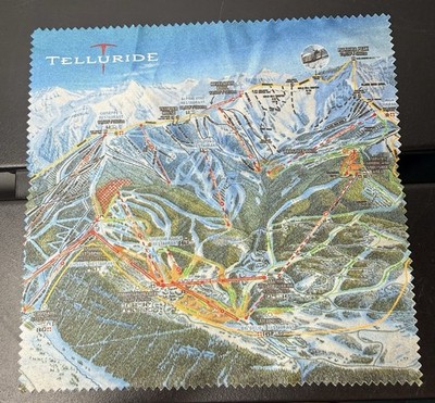 Telluride Ski Resort CO Trail Map Pocket Square Microfiber Lens Cleaning Cloth